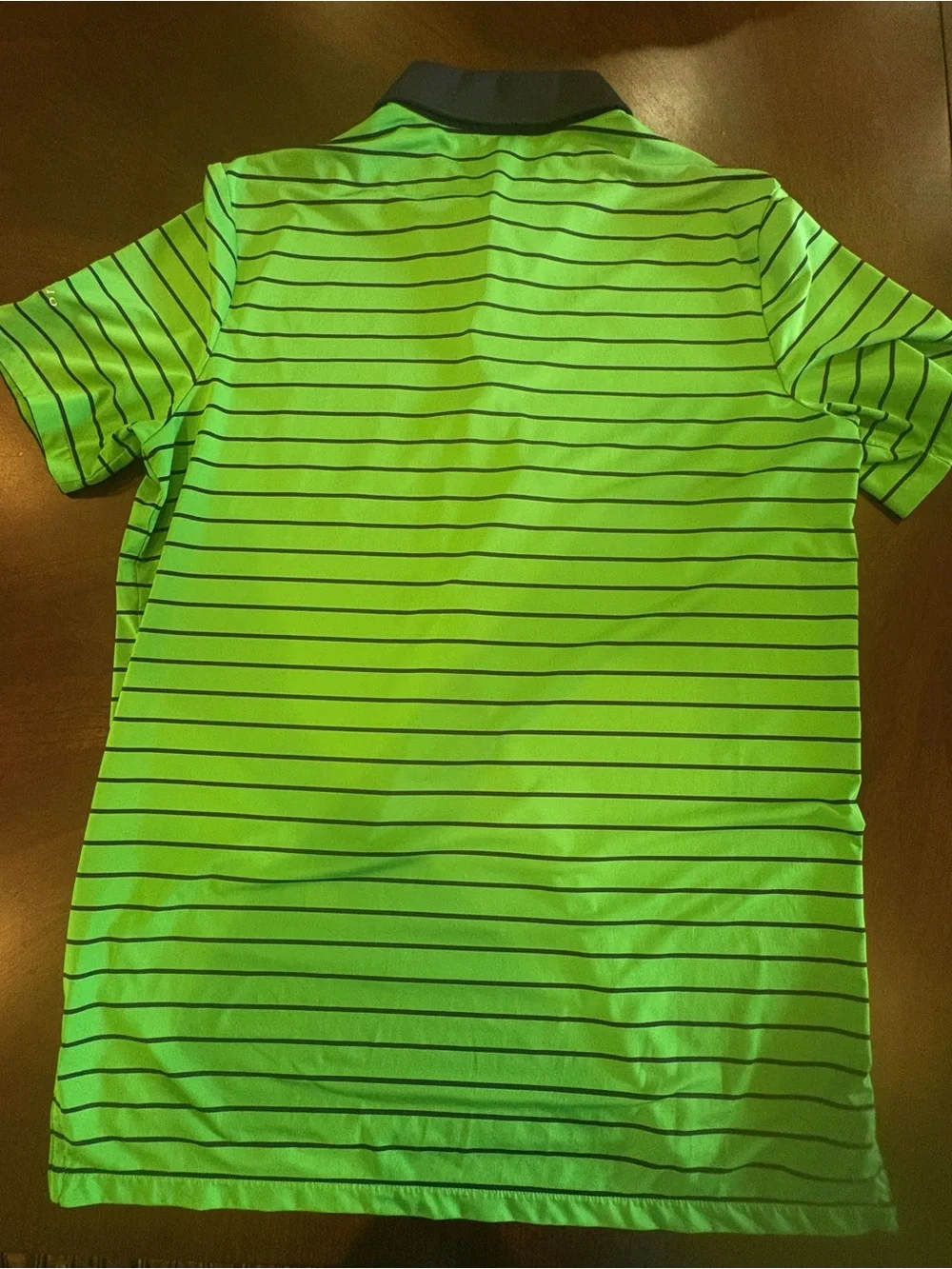 Ralph Lauren Green Striped Polo with Navy Collar
